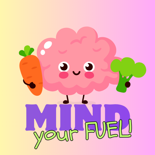 illustration of a brain holding fresh veggies