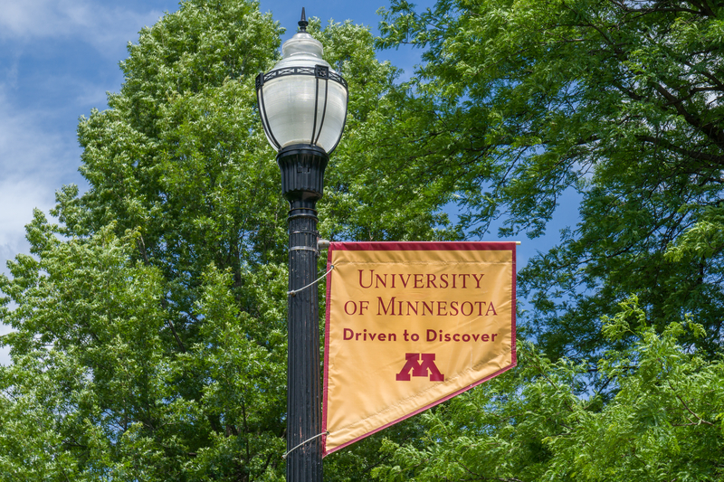 Flag hanging from a light post