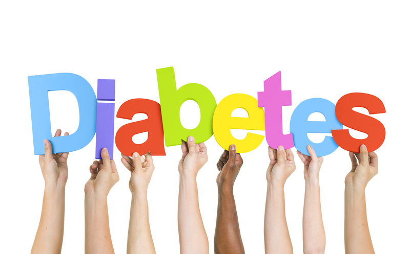 handles holding the letters that spell diabetes